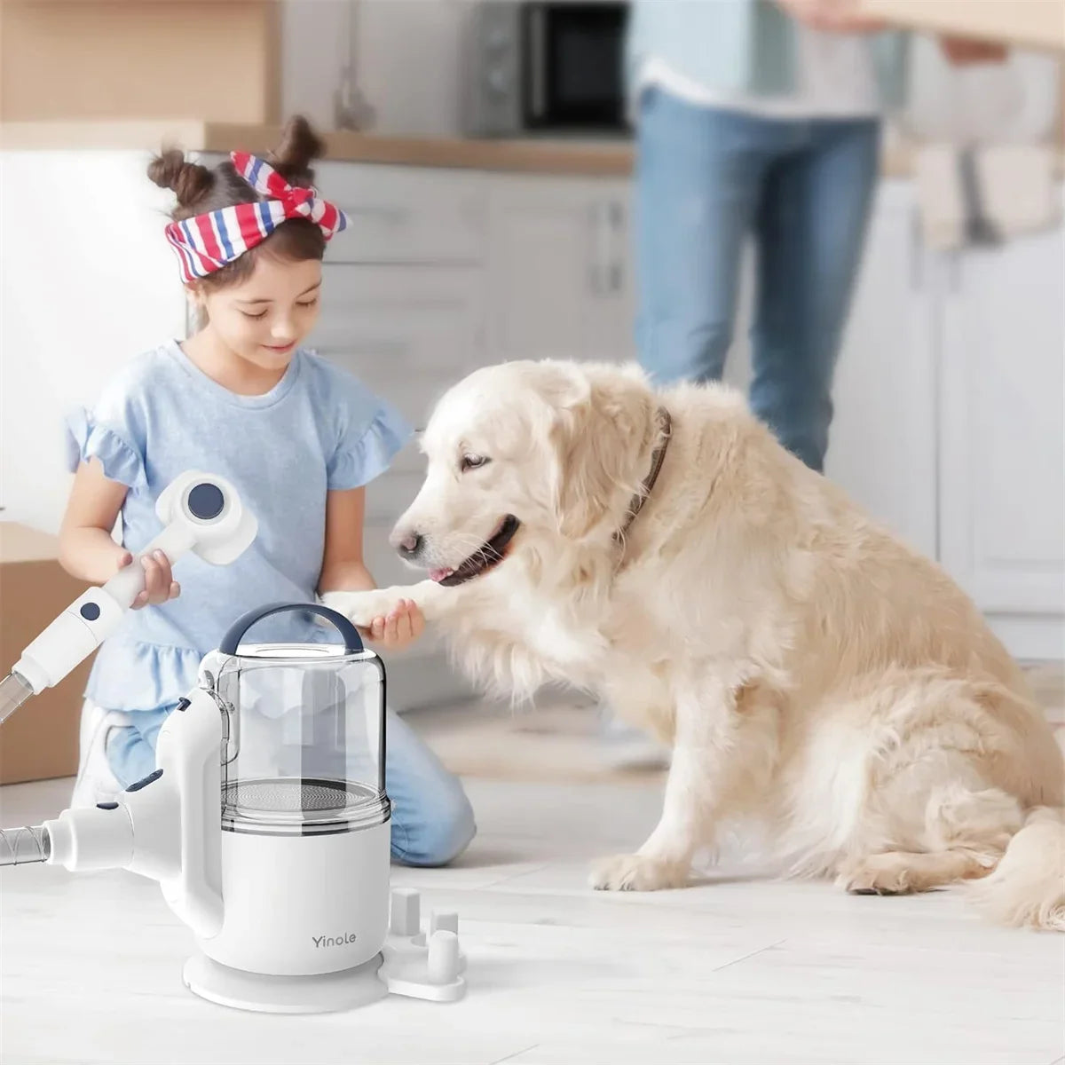 Yinole P50 Profi-Tierpflegeset mit leistungsstarker 12 kPa Absaugfunktion und 5-in-1 Zubehör für effektive Tierhaarpflege