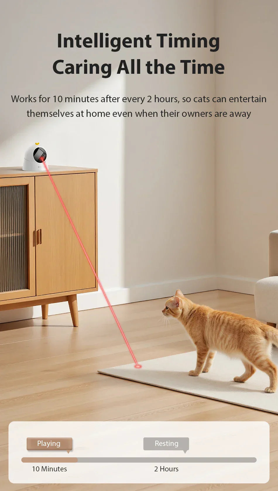 ROJECO Smart-Laser automatisches Katzen-Laser-Spielzeug in Pastellfarben mit USB-Ladefunktion