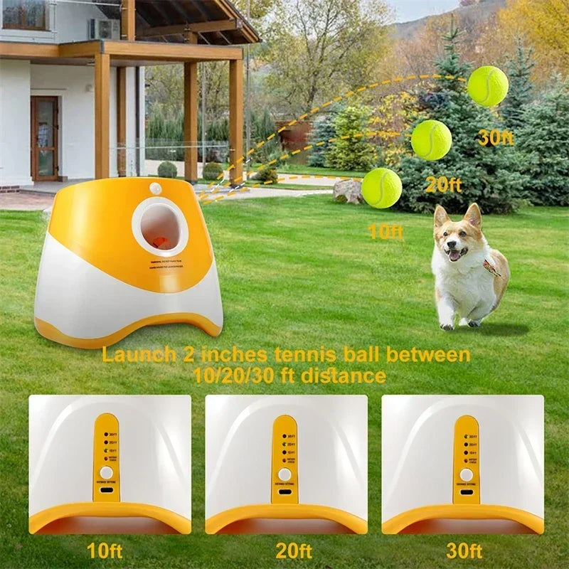 Automatischer Ballwerfer für Hund mit einstellbaren Wurfweiten und USB-Ladung