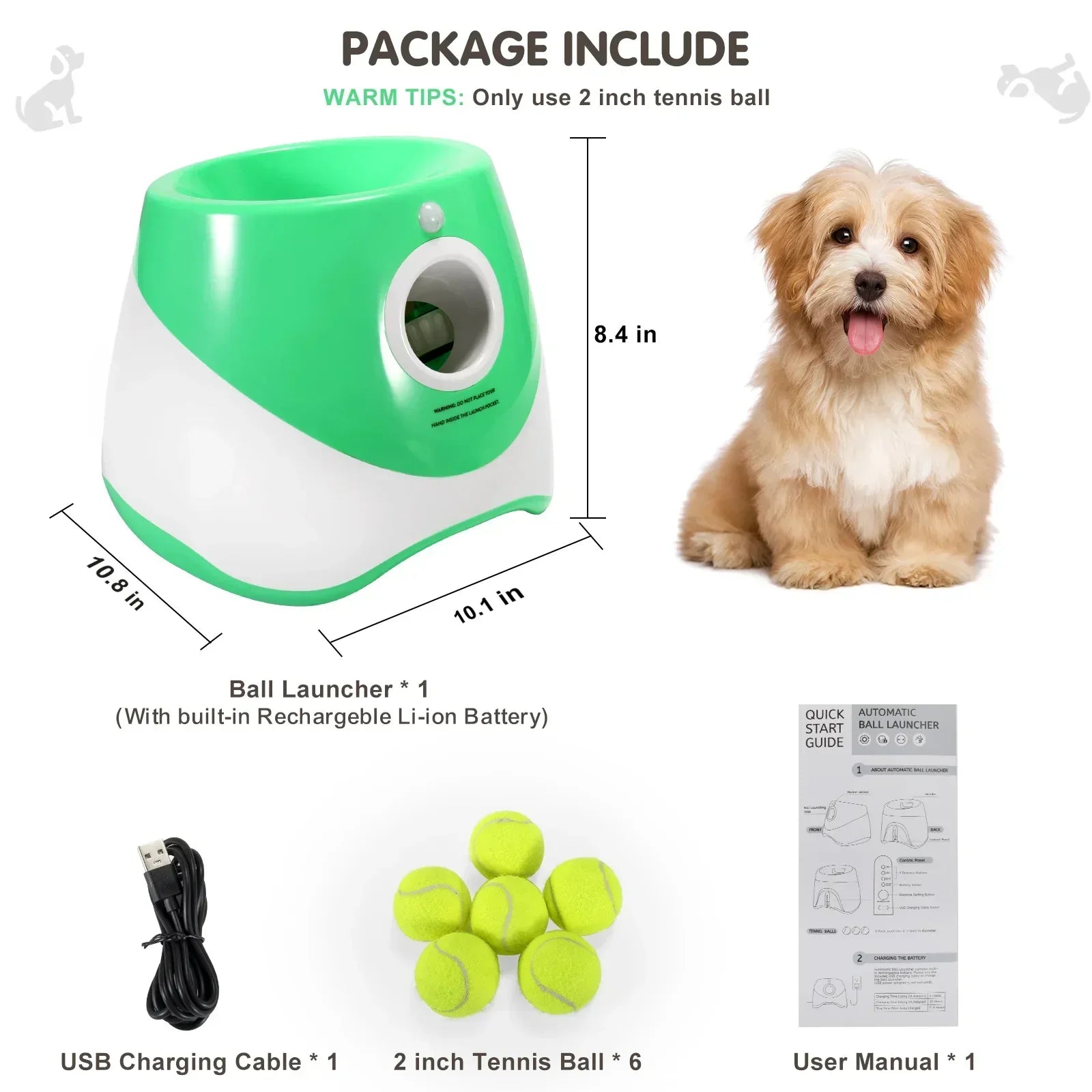 Automatischer Ballwerfer für Hund mit 3 Distanzeinstellungen und USB-Ladung