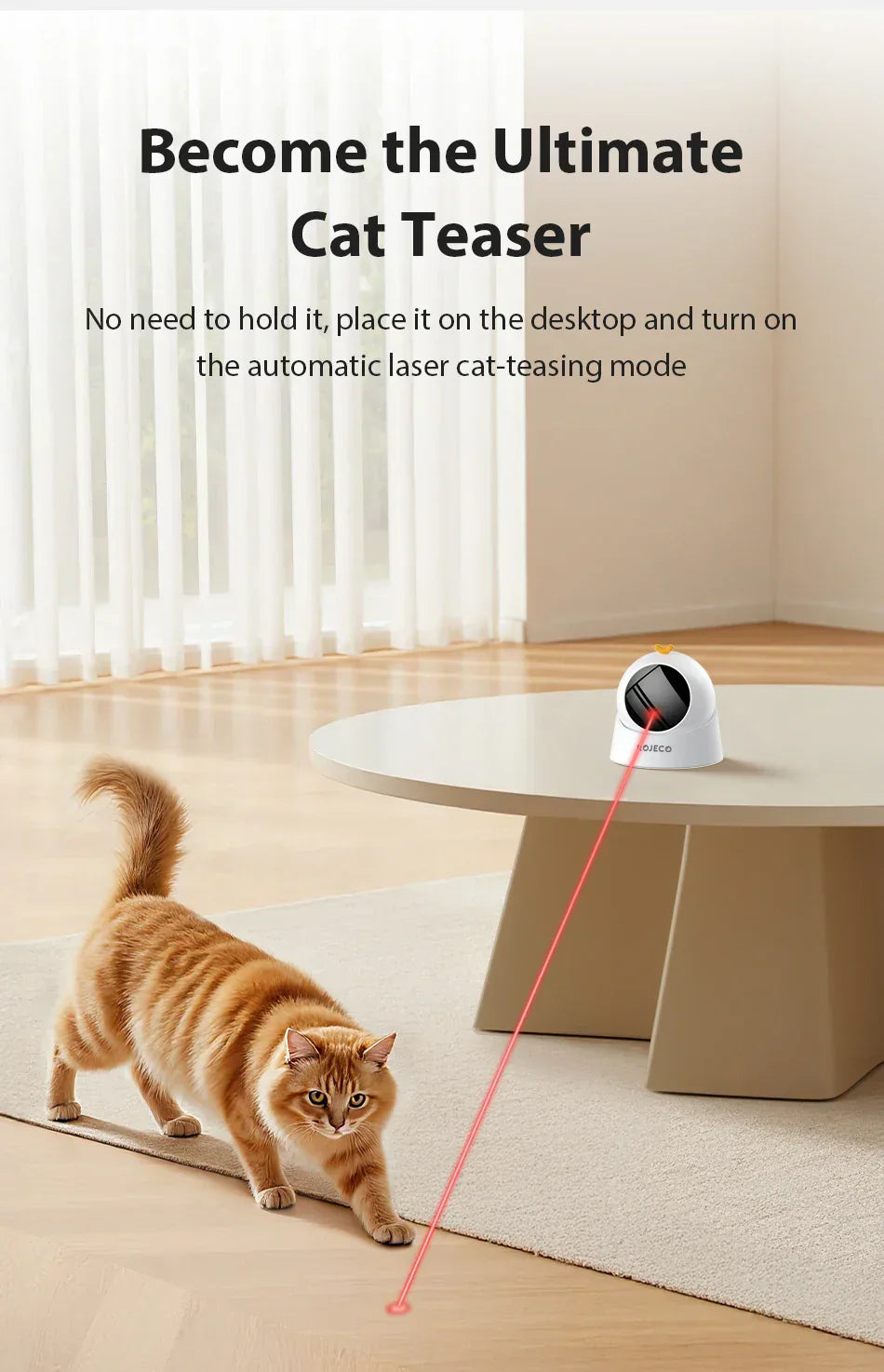 ROJECO Smart-Laser automatisches Katzen-Laser-Spielzeug in Pastellfarben für interaktiven Katzenspaß