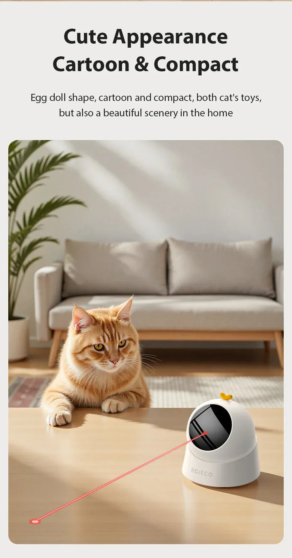 ROJECO Smart-Laser automatisches Katzen-Laser-Spielzeug in Pastellfarben für aktiven Katzenspaß