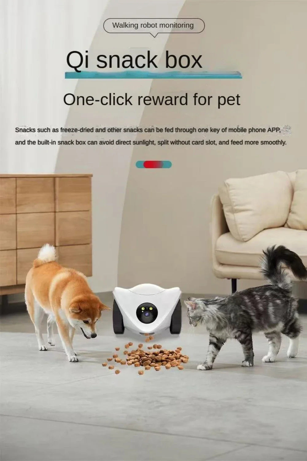 Interaktiver Katzen-Roboter mit Laserpointer, Leckerli-Spender und HD-Kamera für spielende Katzen zu Hause