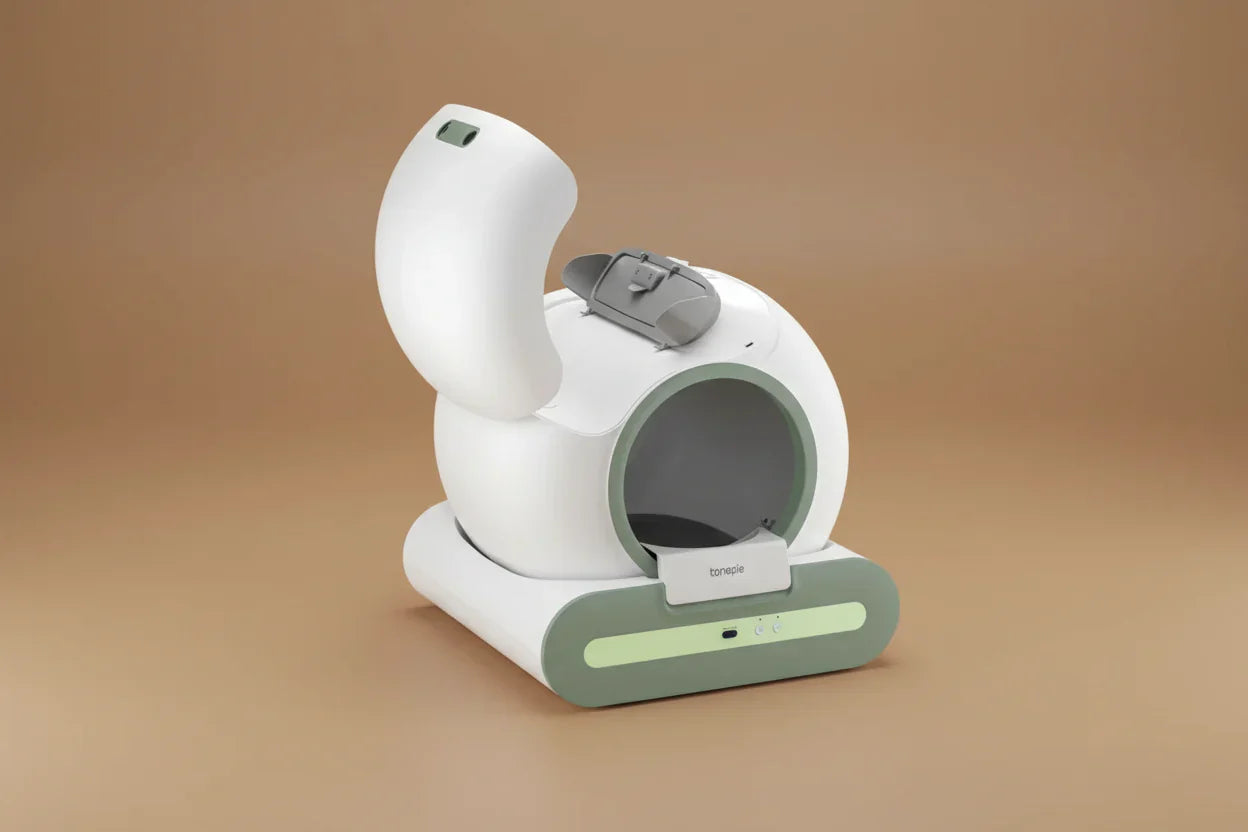 Modernes automatisches Katzenklo automatic cat toilet with app control von pawly.tech in Weiß und Grau
