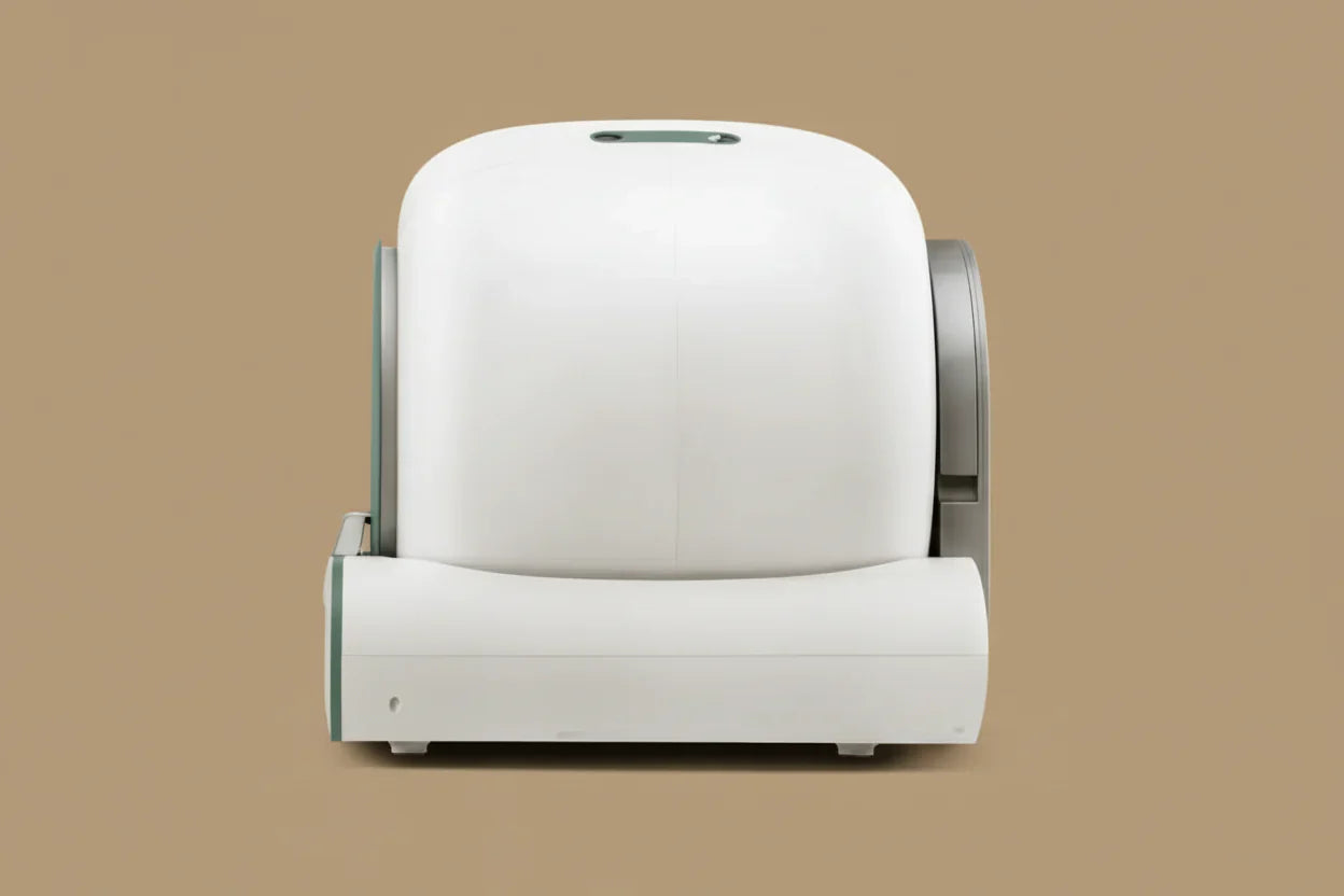 Modernes weißes automatic cat toilet with app control von pawly.tech mit futuristischem Design